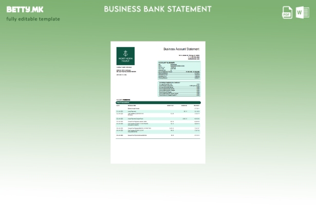 модерен стил Северна Trust Bank цврста изјава за Word и PDF шаблон
